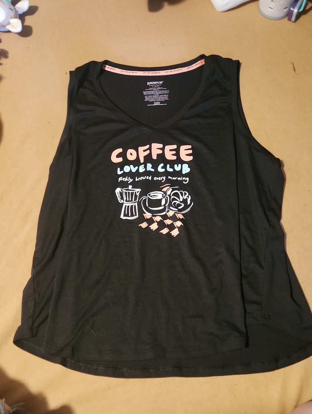 Coffee Lover Club Black Tank Top by Joyspun